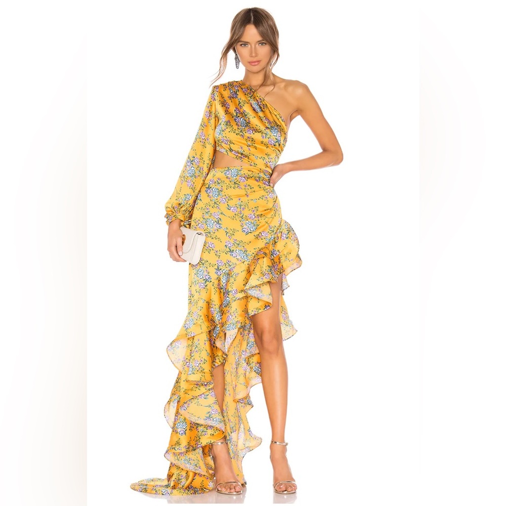 NWT Bronx & Banco Asymmetrical floral gown